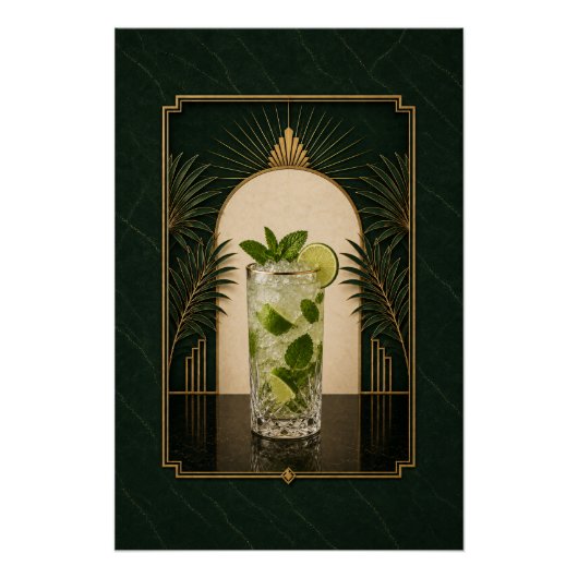 Mojito Art Deco Poster | Bar Kunst (Vorderseite)