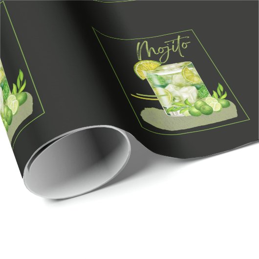 Mojito-Cocktail-Aquarell-Kunst Geschenkpapier (Rolleneckpunkt)
