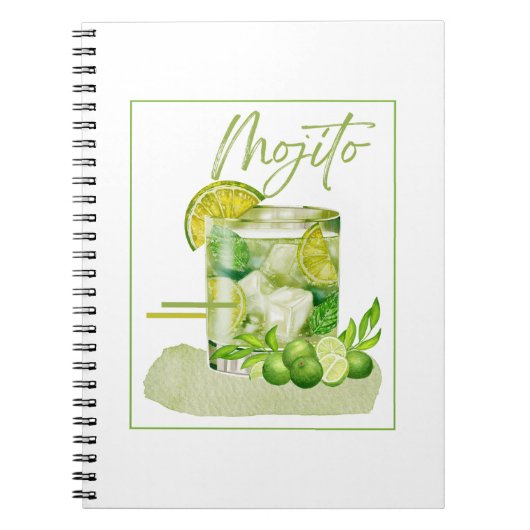 Mojito-Cocktail-Aquarell-Kunst Notizblock (Vorderseite)