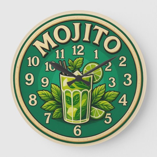 Mojito cocktail lime and mint fresh drink wall art große wanduhr (Vorderseite)