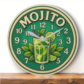 Mojito cocktail lime and mint fresh drink wall art große wanduhr