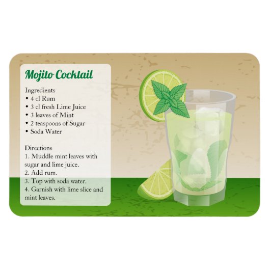 Mojito Cocktail Rezept Magnet (Horizontal)