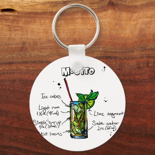 Mojito Cocktail Rezept Schlüsselanhänger (Vorderseite)