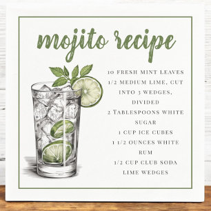 Mojito Cocktail Rezept / Sommerparty Serviette