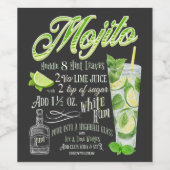Mojito Cocktail Rezept Weinetikett (Einzelnes Label)