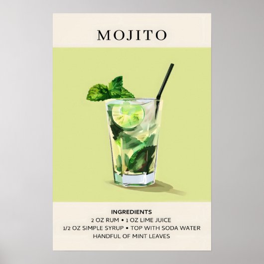 Mojito Cocktailgemälde Poster (Vorne)