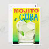 Mojito de Cuba Vintage Reise Postkarte (Vorne/Hinten)