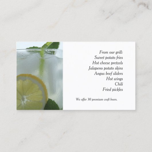 Mojito Drink Visitenkarte (Rückseite)