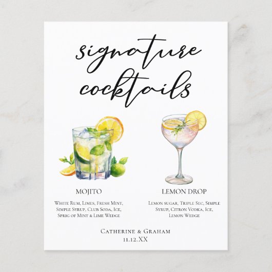 Mojito Lemon Drop Summer Signature Cocktails Menü (Vorderseite)