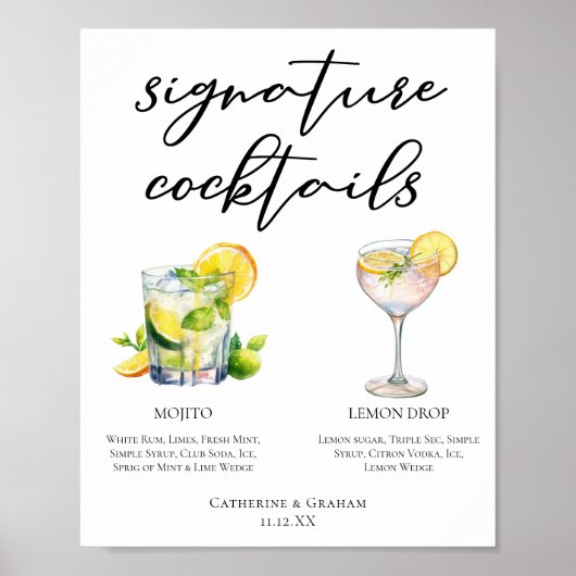 Mojito Lemon Drop Summer Signature Cocktails Menü Poster (Vorne)