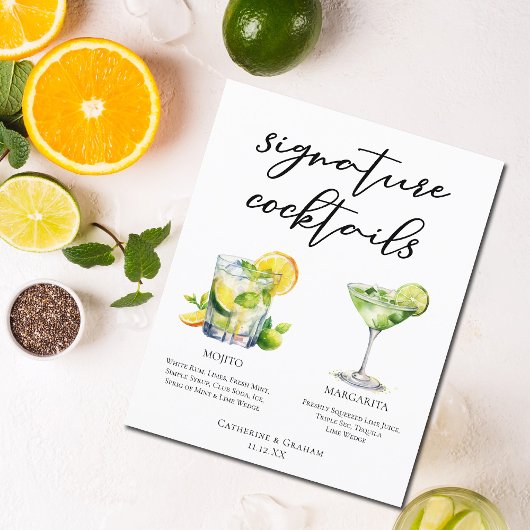 Mojito Margarita Unterschrift Cocktails Hochzeitsm