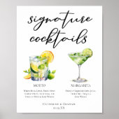 Mojito Margarita Unterschrift Cocktails Hochzeitsm Poster (Vorne)