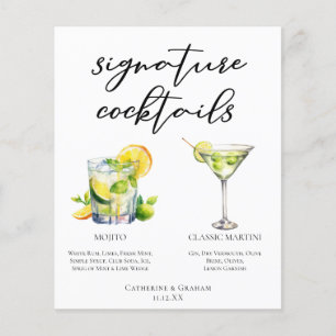 Mojito Martini Menü für Cocktails bei Hochzeitsfei