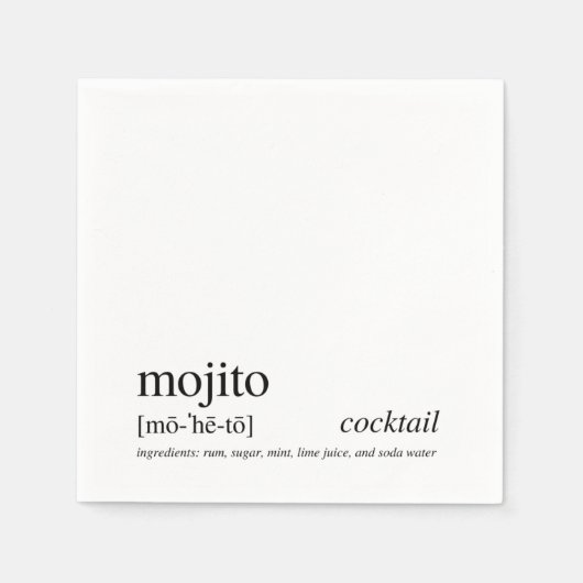 Mojito Modern Zitat Black Typografy Cocktail Serviette (Vorderseite)