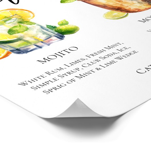 Mojito Moskau Mule Signature Cocktails Menü Poster (Ecke)