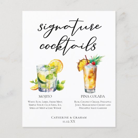 Mojito Piña Colada Unterschrift Cocktails Menü (Vorderseite)