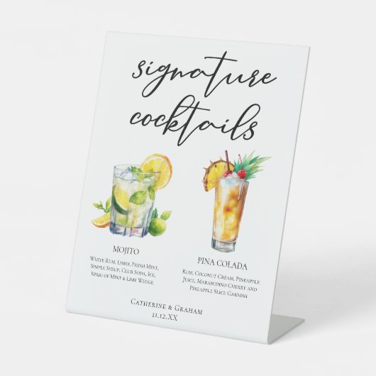 Mojito Piña Colada Unterschrift Cocktails Menü Sockelschild (Vorderseite)