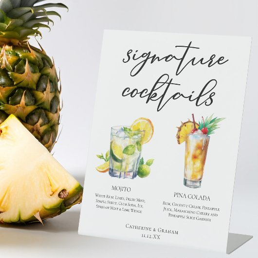 Mojito Piña Colada Unterschrift Cocktails Menü Sockelschild