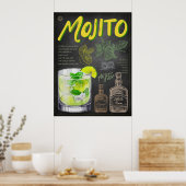 Mojito Recipe Chalkboard Cocktail Art Poster (Küche)