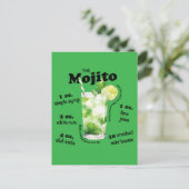 Mojito Recipe Cocktail Bar Postkarte (Stehend Vorderseite)