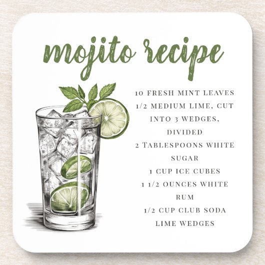 Mojito Recipe Getränkeuntersetzer (Vorderseite)