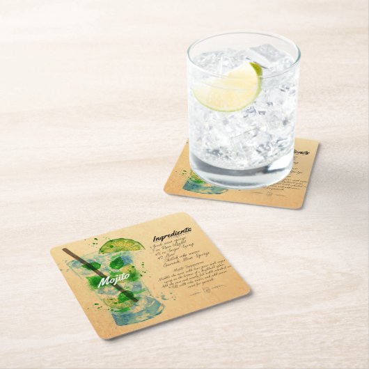 Mojito Recipe Paper Untersetzer (Vor Ort)