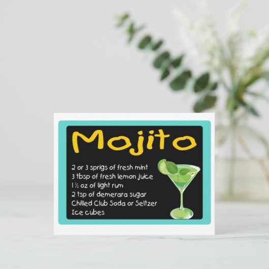 Mojito Recipe Postkarte (Stehend Vorderseite)