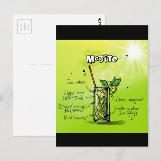 Mojito Recipe Postkarte (Vorne/Hinten)