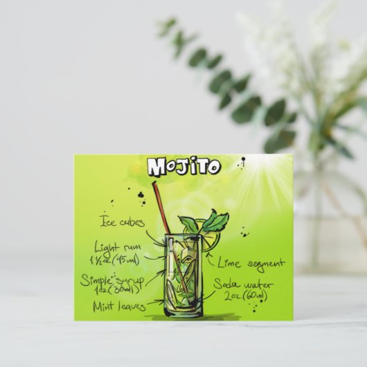 Mojito Recipe Postkarte (Stehend Vorderseite)