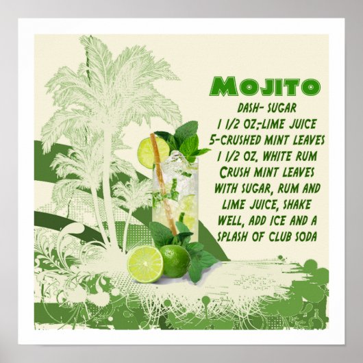 Mojito Recipe Print Poster (Vorne)
