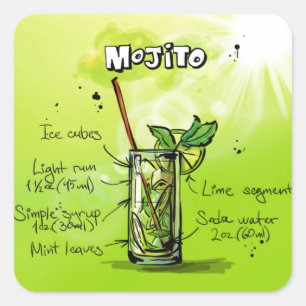 Mojito Recipe Quadratischer Aufkleber