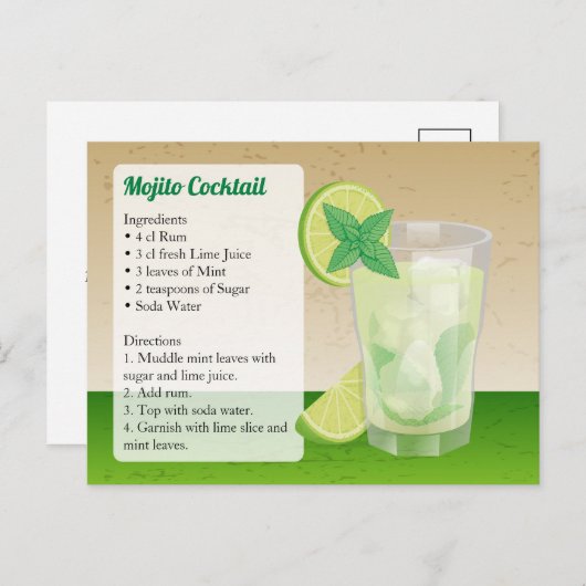 Mojito Reecipe Card Postkarte (Vorne/Hinten)