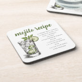 Mojito-Rezept / Illustrierter Cocktail-Drink Getränkeuntersetzer (Linke Seite)