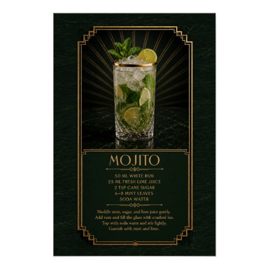 Mojito-Rezeptposter | Bar-Kunst Poster (Vorderseite)