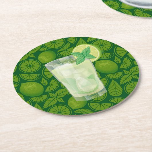 Mojito Runder Pappuntersetzer (Angewinkelt)