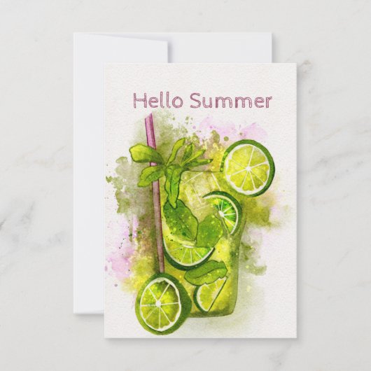 Mojito Summer Greeting Card Dankeskarte (Vorderseite)