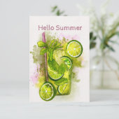Mojito Summer Greeting Card Dankeskarte (Stehend Vorderseite)