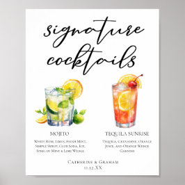 Mojito Tequila Sunrise Wedding Cocktails Menü Poster