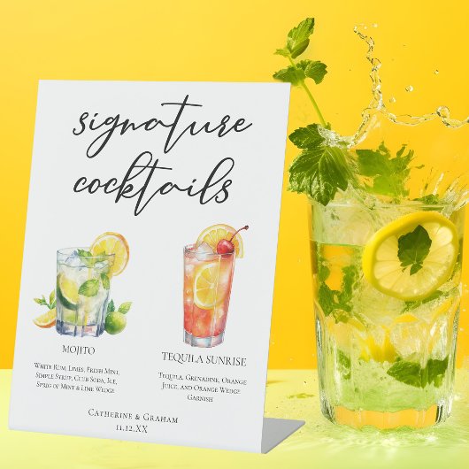 Mojito Tequila Sunrise Wedding Cocktails Menü Sockelschild
