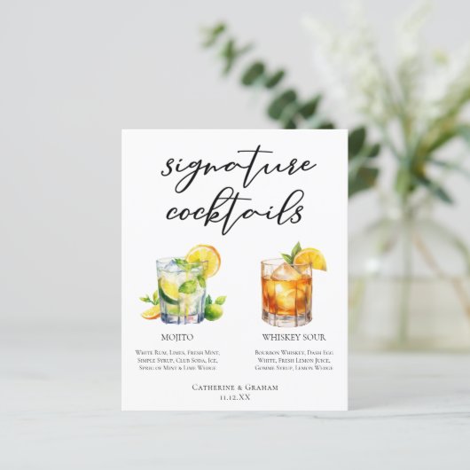 Mojito Whiskey Sour Signature Cocktails Menü (Stehend Vorderseite)