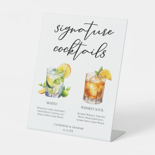 Mojito Whiskey Sour Signature Cocktails Menü Sockelschild (Vorderseite)
