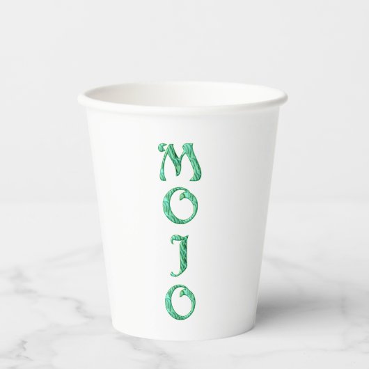 Mojo-Becher aus weißem Papier Pappbecher (Vorderseite)