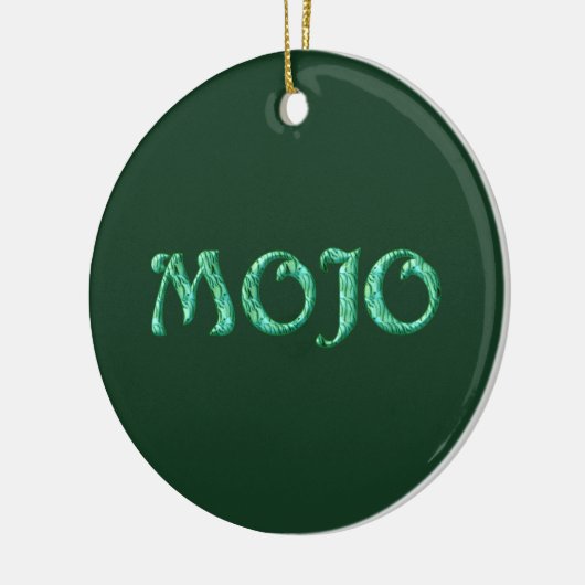Mojo-grünes Hängewerk rund Keramik Ornament (Links)