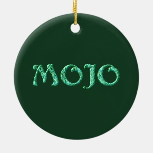 Mojo-grünes Hängewerk rund Keramik Ornament (Hinten)