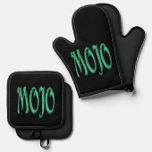 Mojo-Mitt aus Siliconofen, schwarz, Topfhalter Set (Vorderseite/Rückseite)