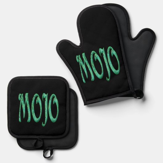 Mojo-Mitt aus Siliconofen, schwarz, Topfhalter Set (Vorderseite/Rückseite)