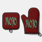 Mojo Rot silber Stechsofen Mitt Topfhalter Set (Vorderseite)
