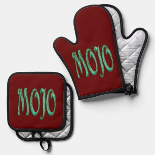 Mojo Rot silber Stechsofen Mitt Topfhalter Set