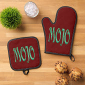 Mojo Rot silber Stechsofen Mitt Topfhalter Set (Oben Unten)