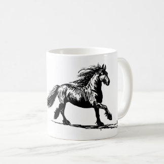 Mok met pentekening van Fries paard Kaffeetasse